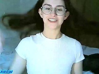 Glasses Brunette Gags on Extreme Deepthroat Face Fuck