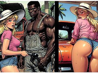 Jungle Gas Station: A Black Pump For A White Wife. Cartoon Bbc Wife Cuckold