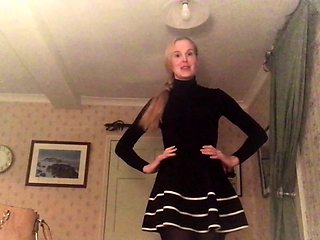Blonde milf spreading her legs for masturbating
