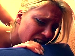 Busty Blonde Babe Stretched Wide in Sloppy Couch Pounding