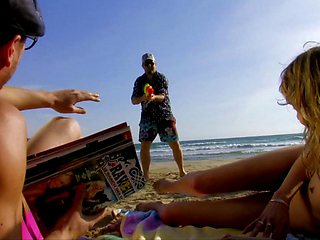 Blonde Takes Rough Anal on Crowded Public Beach