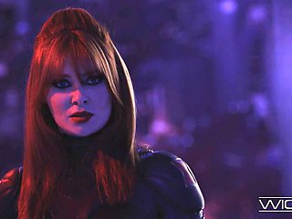 Casey Kisses as Black Widow Craves Petra in Fishnet Cosplay