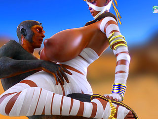 Ancient Mummy Queen with Massive Heavy Hanging Tits Takes Her Worshipper Through Multiple Positions for Desert Breeding