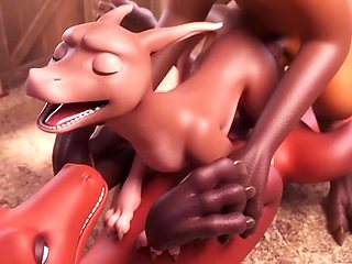 Naughty dragons are having fun in the barn 3d animated