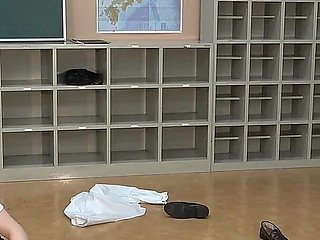 Female College Student Plays with Her Teacher by Ballkicking and Ballbusting
