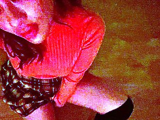 Sexy brunette wearing stockings masturbates webcam