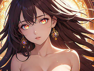 Soft Starlight a Beautiful Young Woman with Glowing Eyes in Animated Style