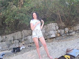 Cute girl Matty Mila Perez fucked on the beach in pov