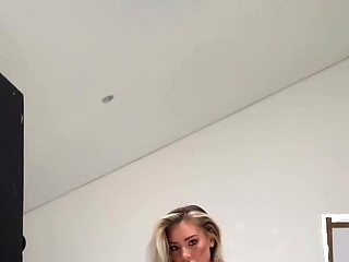 Cute blonde with big boobs solo