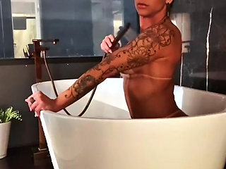 Naughty girl masturbating in the hydro