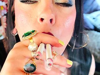 British Wife, Tina Snua, Smoking 2 Cigarettes At Once! Drifting Snap Inhales Smoker Smoke OMI OME