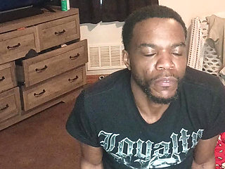 Twink ebony boy humping with cum