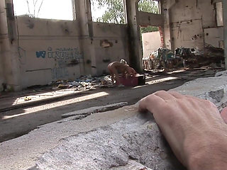 Outdoor threesome fuck for blonde babe