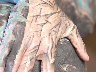 Tattooed Woman Testing Fuck Machine with Her Anal