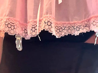 Jerking Off in Step Daughters Lingerie and Tights