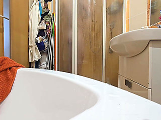 Hairy Guy Taking a Shower at His Female Friend's Place