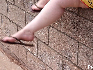 Little Miss Rya Flip Flop Popping Outside