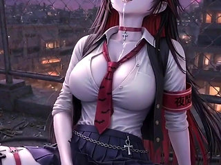 Cute vampire student, waiting for you on the roof at night