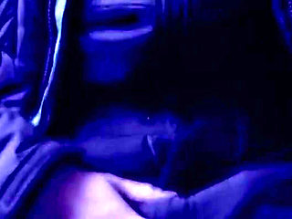 masturbation after entering the house in a down jacket