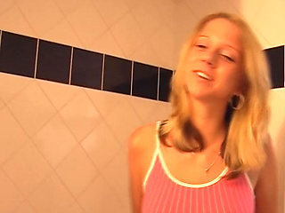 Perfect German blonde babe fucked in the bathtub