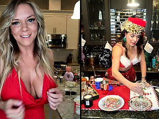 Non stop blonde with big boobs cock jerks off on the bed