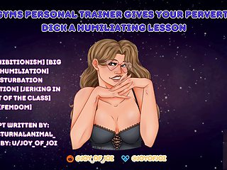 Your gym's private trainer Joyofjoiva teaches your naughty big dick a humiliating lesson