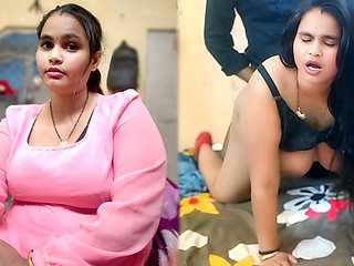 Horny Desi Curvy Girl in Pink Nighty & Black Bra - Innocent to Wild Crawling Pose Big Cleavage Tease