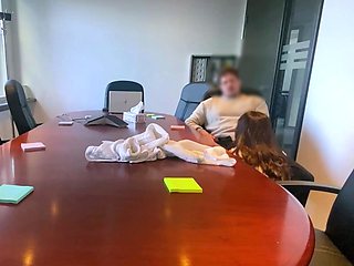 Caught getting a blowjob by the office slut secretary