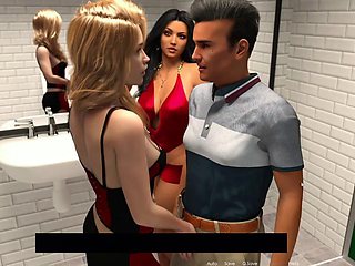 Two Horny Lesbian Girls Threesome With a Guy In Public Toilet