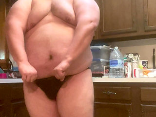 Humongous Burly Chub Bear Flexes and Bursts While Still Soft