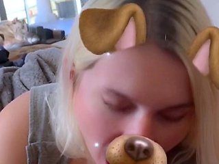 Amateur Blonde Blowjob handjob Huge Facial