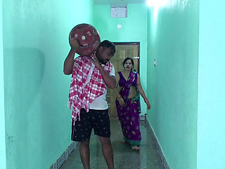 Sexy indian housewife chitting her husband, fucking by a gas delivery boy