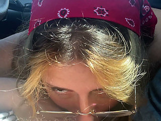 Hairy Pussy Slut Gives Me a Car Blowjob During Roadtrip! Chloe Kreams, Steve Rickz