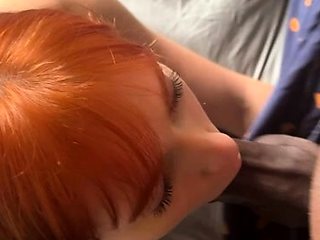 Amateur redhead blowing pov style