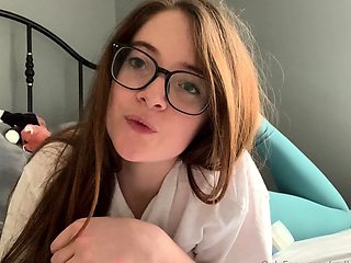 Brunette solo darling masturbating at home