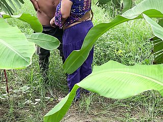 I see my aunty going towards the banana plantation, I followed her and hugged her and started fucking her in the plantation.