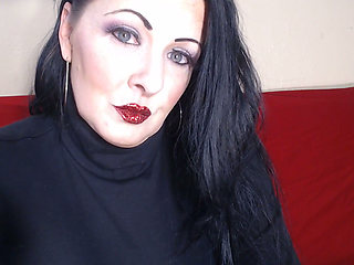 Closeup smoking red glittered lipstick