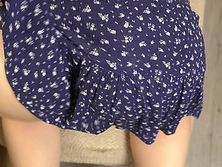 Busty Wife in Blue Dress Gets Fucked From Behind and Takes a Load on Her Tits