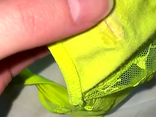 Worn Creamy Panties Inspection, Pissing in Panties in Shower - Small Tits Play