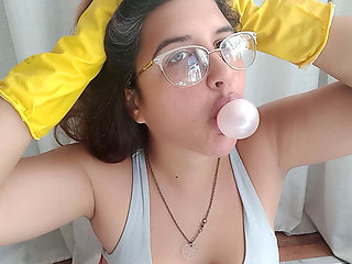 Latex Gloves Bubblegum and Balloon Blowing - Bunny Looner
