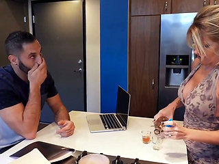 Sexy Secrets with Stepmom: Busty Preston Lee & Damon Dice, Seducing Her Stepson on the Kitchen Counter