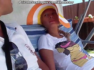 Man fucking his cute amateur girlfriend among sunflowers