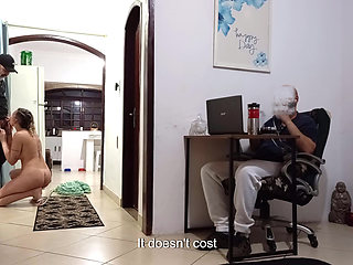 While the husband is at work, the wife receives the delivery man.