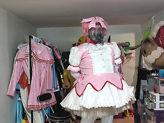 PVC Magical Girl Madoka, Gasmask, Bondage and Cum Eating Ending
