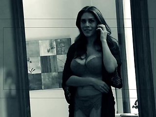 Cute brunette gets a hard cock thrust in her mouth hard on the bed