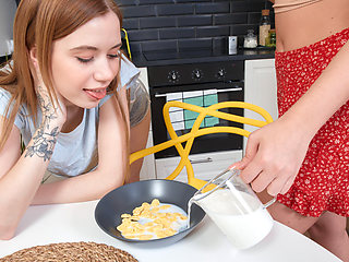 Cute Babes Live Together And Have Breakfast Cute Pussies