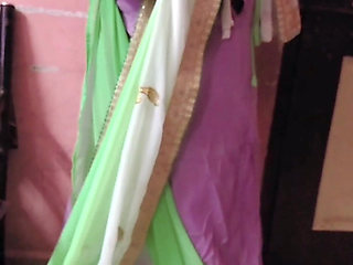Desi Tamil Slut Wife Renu No Bra Blouse & No Panty Petticoat Saree Tease for Secret Lover! Indianhotwifex