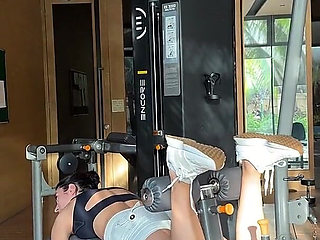 Gym Workout in Sexy Top and Tight Shorts