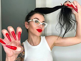 Red Long Nails and Red Lips