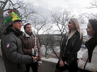 Four guys fuck three girls in an intense group session.